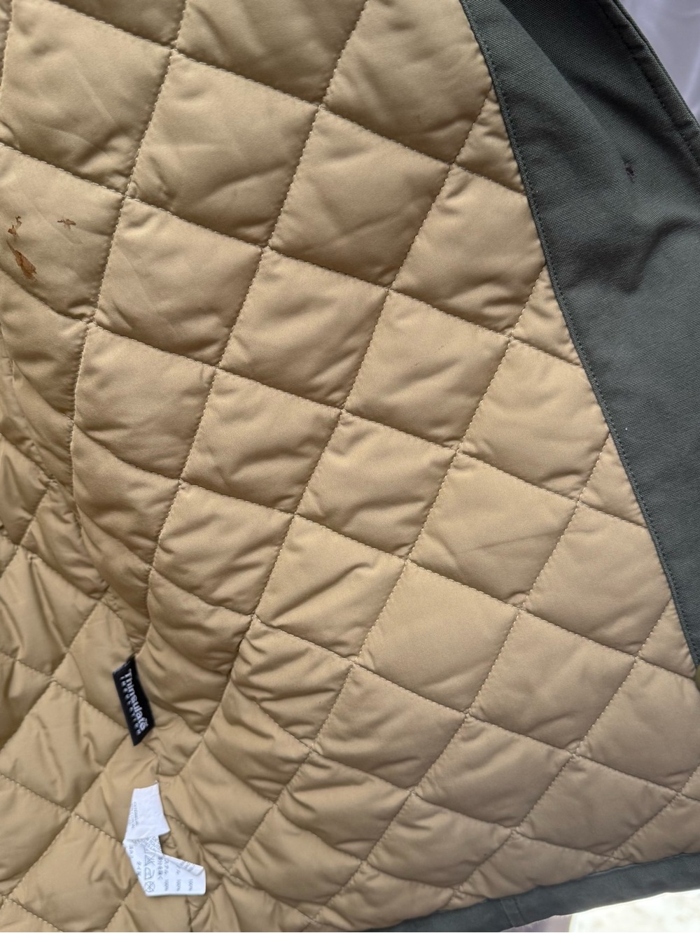 L.L. Bean Olive Green Barn Jacket with Brown Corduroy Collar - Picture 9 of 10